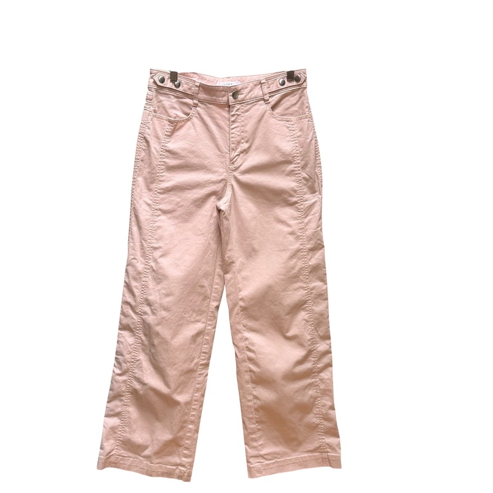 Loft Pants Women 2 Pale Pink Wide Leg Crop High Rise Casual Chino Trousers